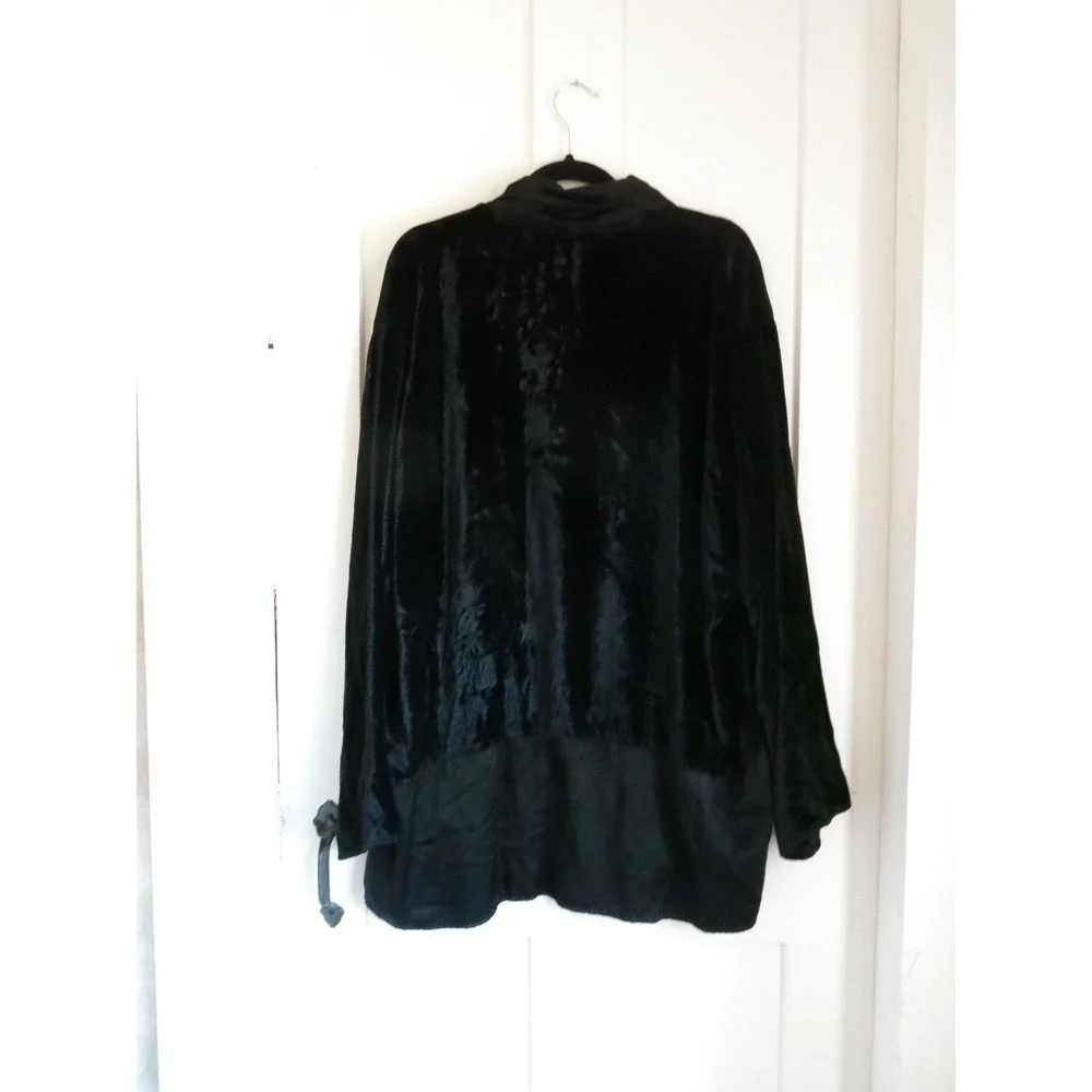 Whimsigoth Vtg 90s Y2K Black Velvet Rayon A La Mode Shirt Witchcore Grunge - Picture 3 of 13